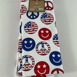 Deborah Connolly Kitchen Towels Red White Blue Stars Stripes Set of 3 NEW